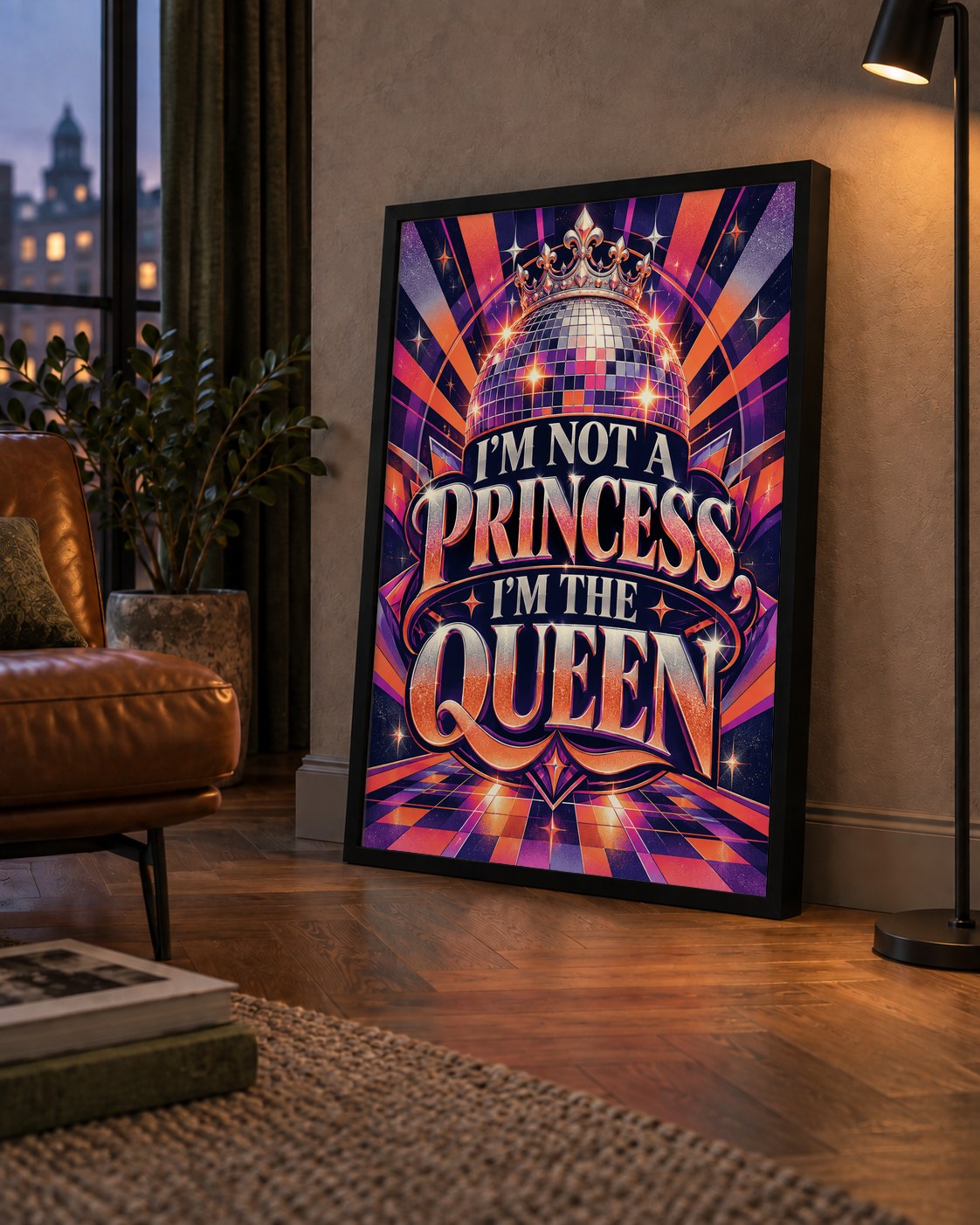 I'm Not a Princess — Disko Kraliçesi — çerçeveli hâliyle bir ev duvarında