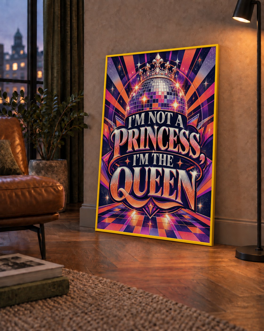 I'm Not a Princess — Disko Kraliçesi — çerçeveli hâliyle bir ev duvarında