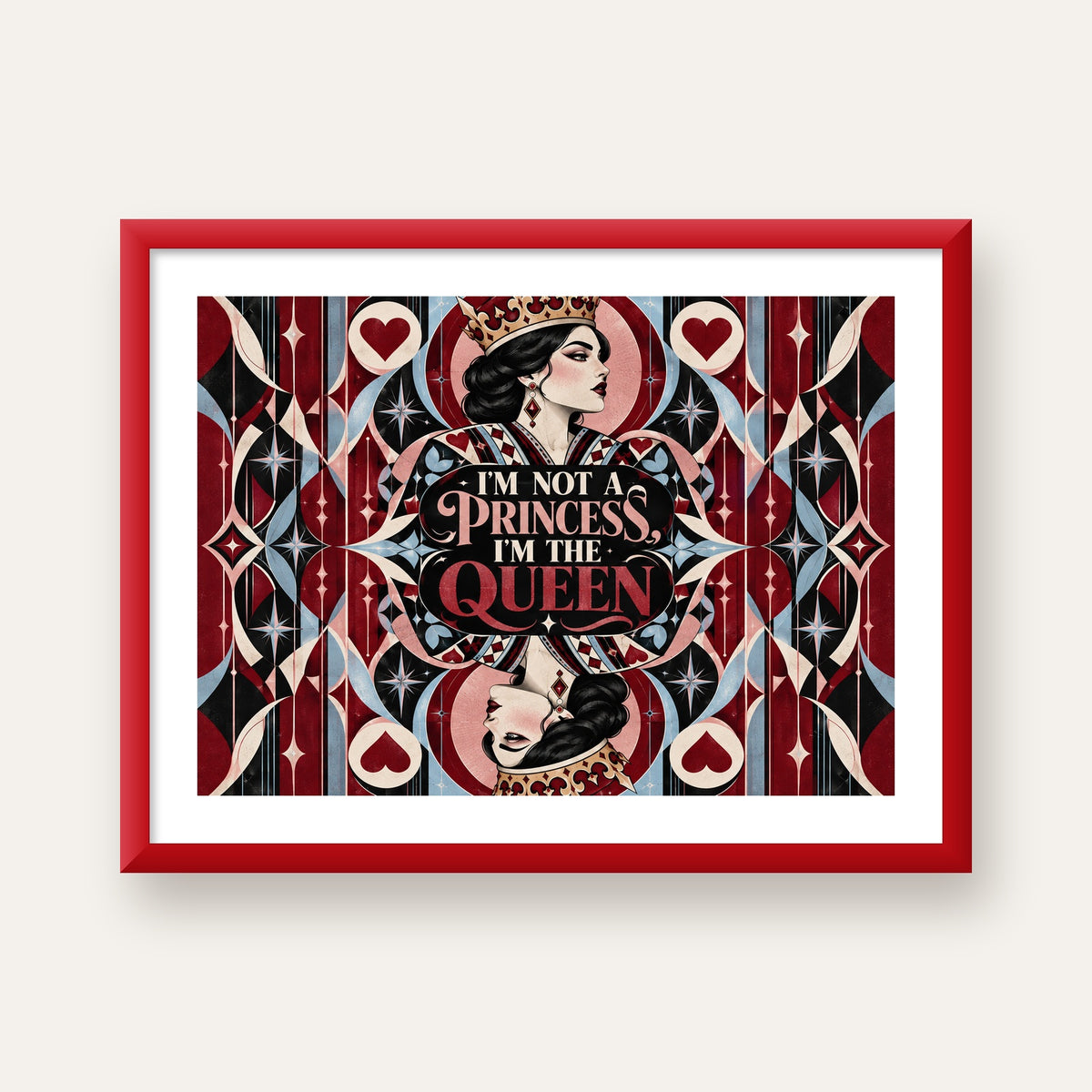 I'm Not a Princess — Kraliçe Kartı — kırmızı çerçeveli paspartulu