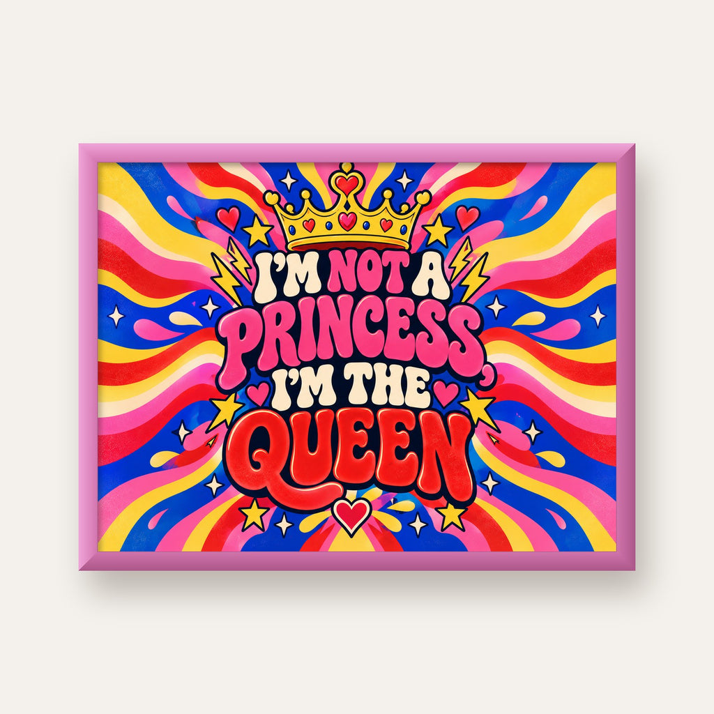 I'm Not a Princess — Renkli Pop Art — pembe çerçeveli