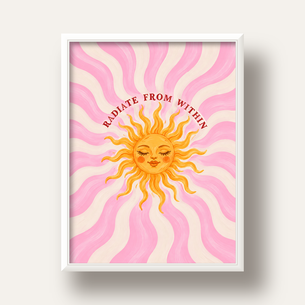 Radiate From Within Güneş Poster — beyaz derin çerçeveli