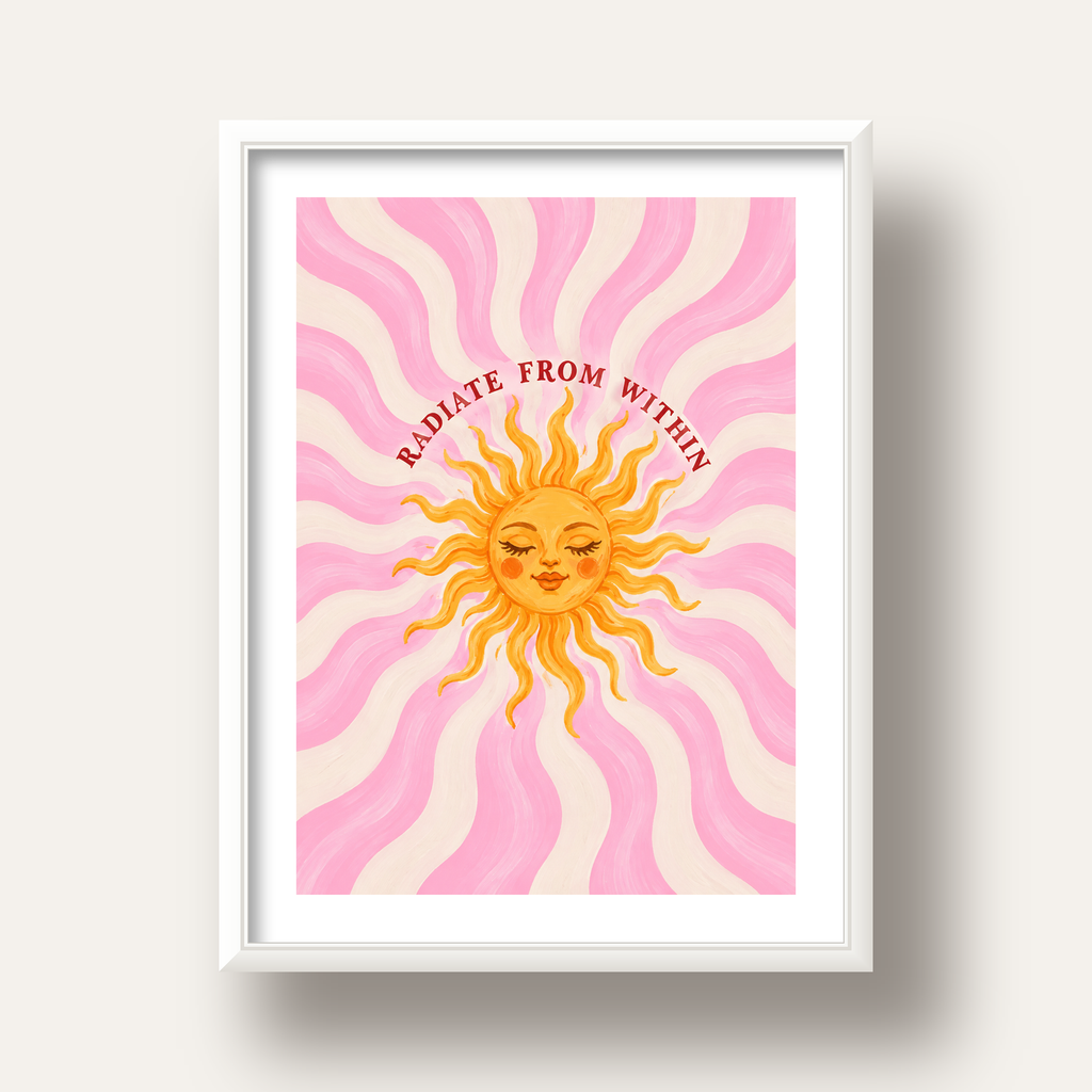 Radiate From Within Güneş Poster — beyaz derin çerçeveli paspartulu