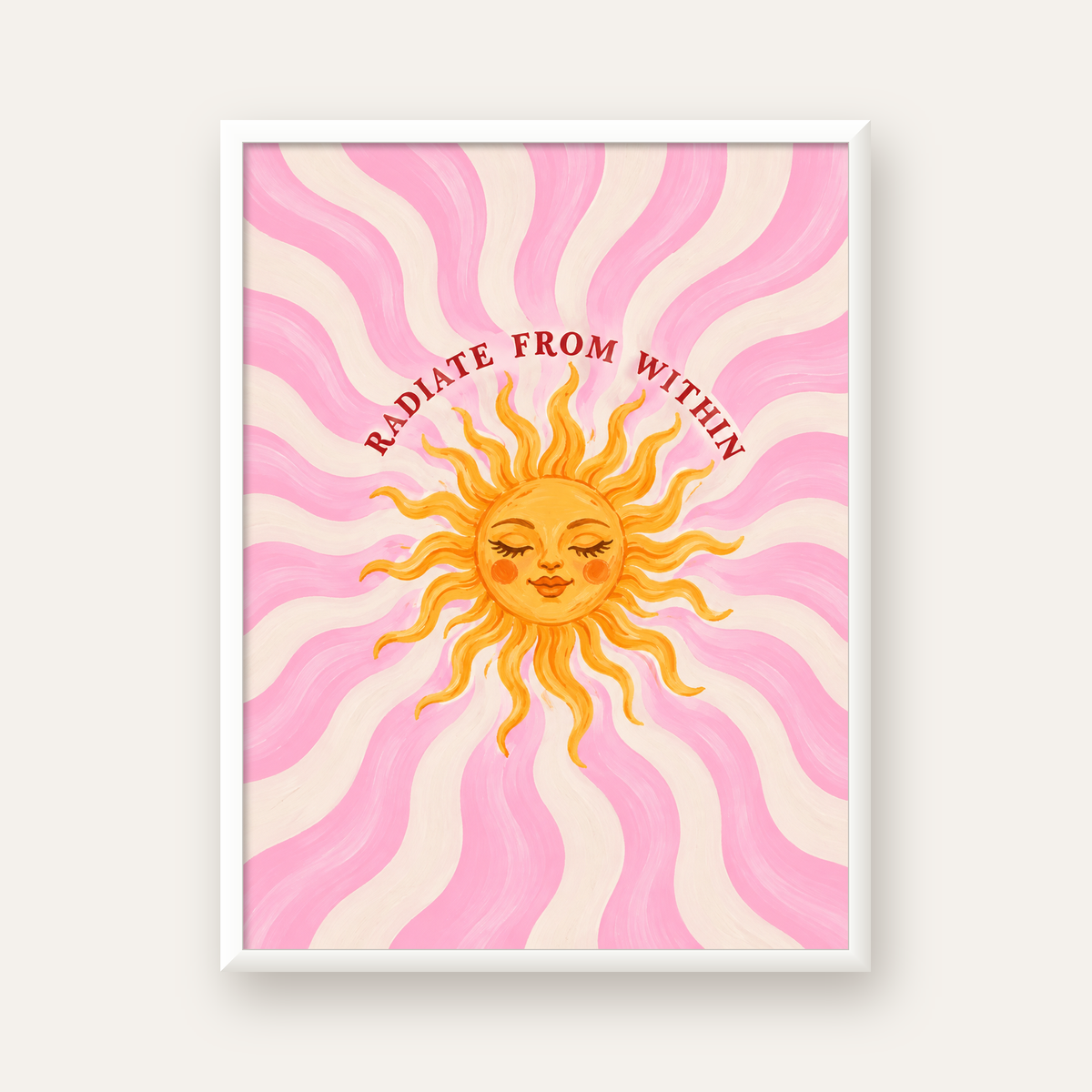 Radiate From Within Güneş Poster — beyaz çerçeveli dikey poster