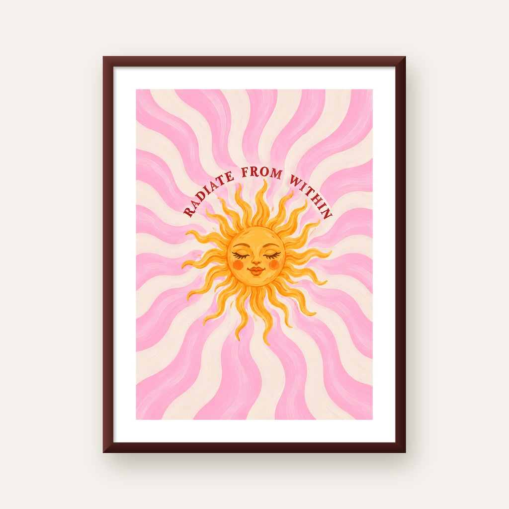 Radiate From Within Güneş Poster — ceviz çerçeveli paspartulu