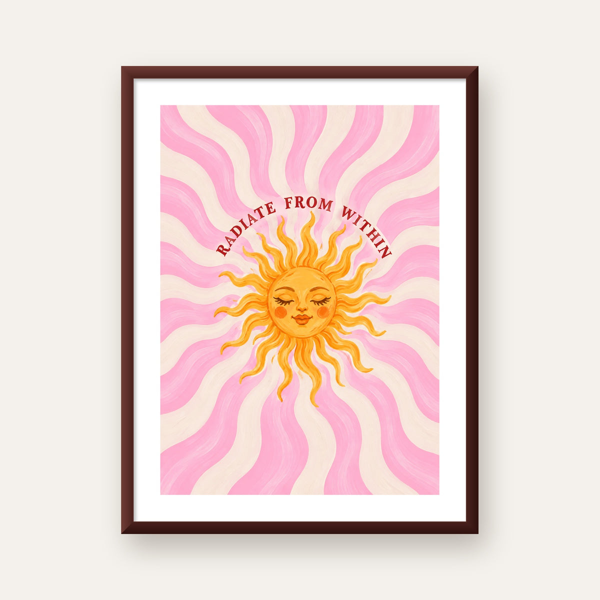 Radiate From Within Güneş Poster — ceviz çerçeveli paspartulu
