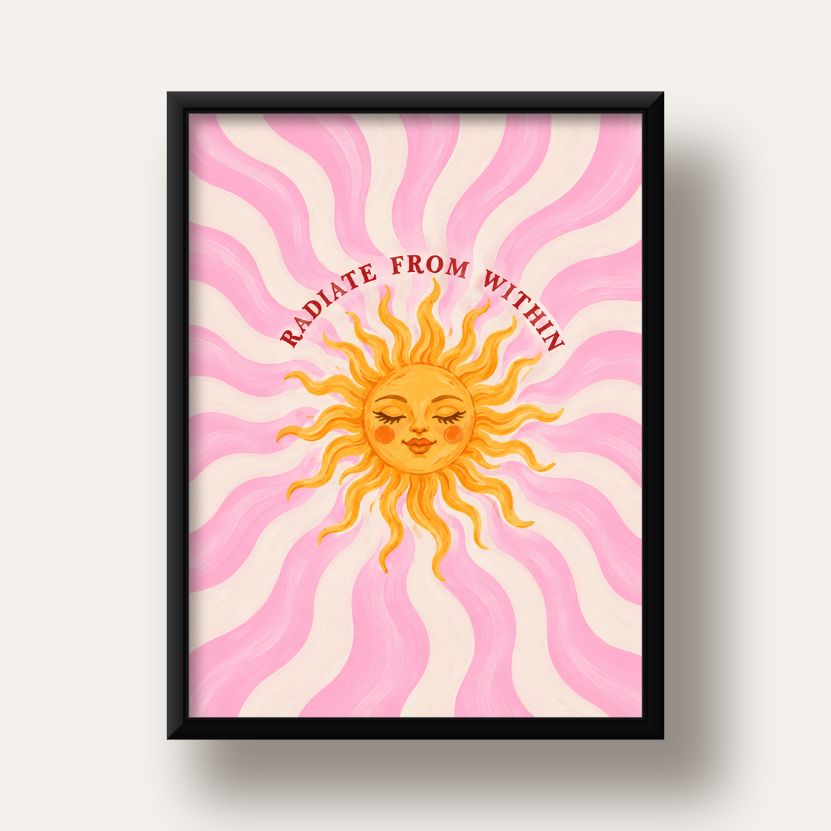 Radiate From Within Güneş Poster — siyah derin çerçeveli