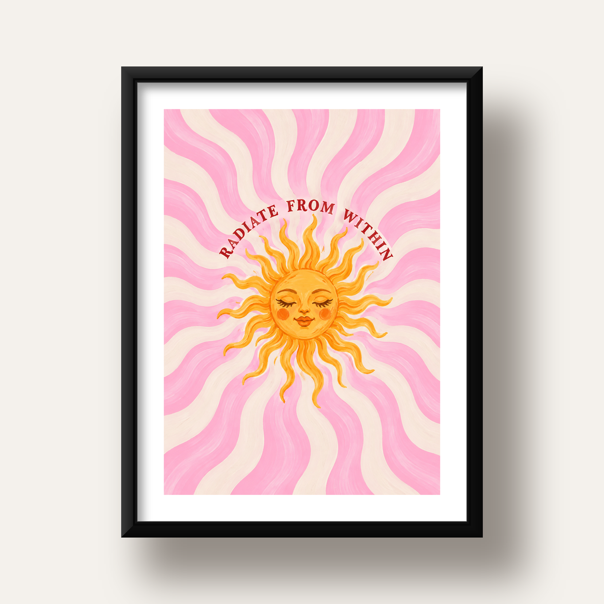 Radiate From Within Güneş Poster — siyah derin çerçeveli paspartulu