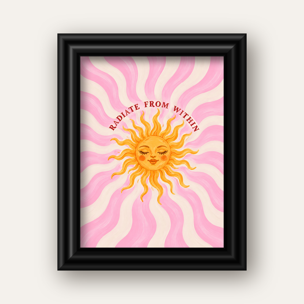 Radiate From Within Güneş Poster — siyah galeri çerçeveli
