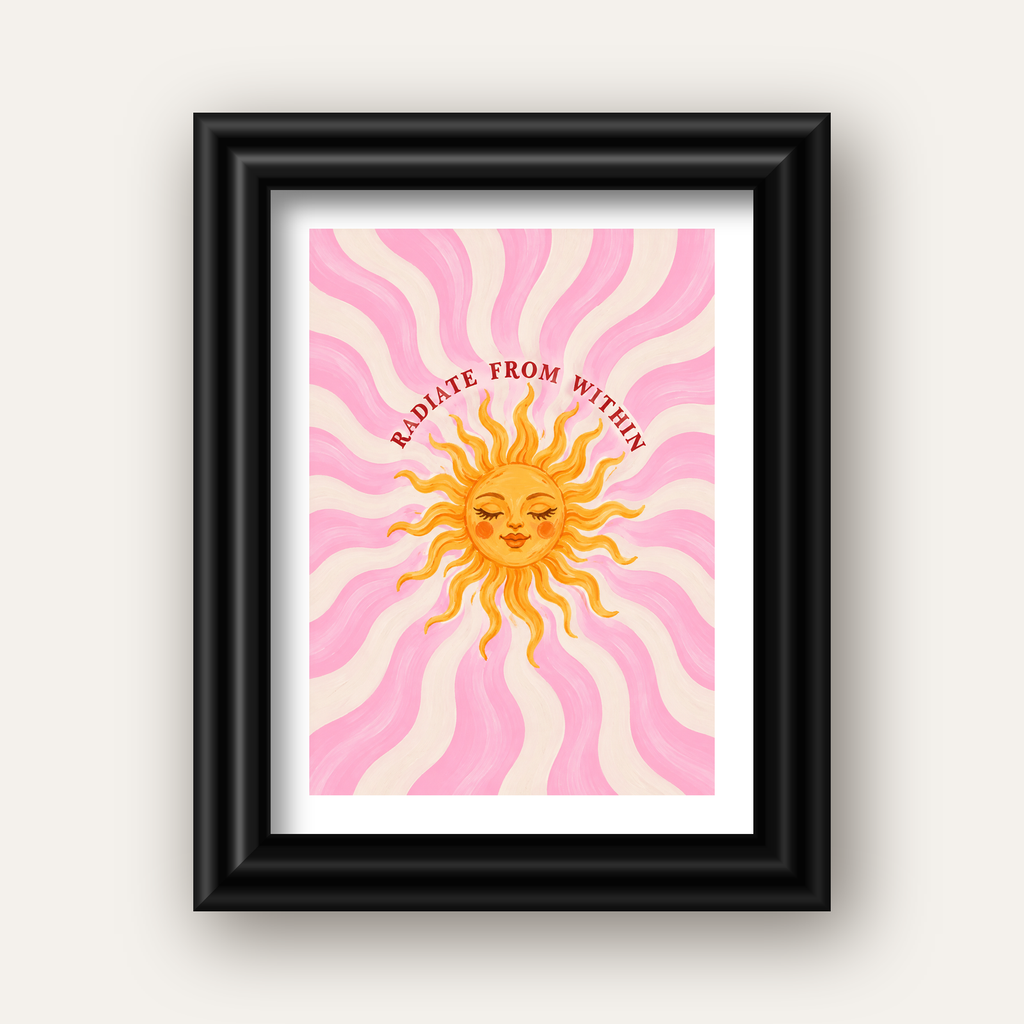 Radiate From Within Güneş Poster — siyah galeri çerçeveli paspartulu