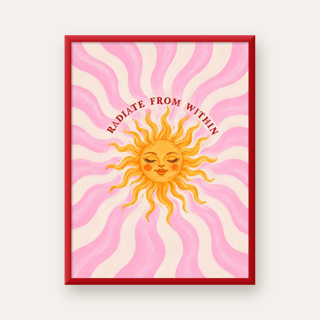 Radiate From Within Güneş Poster — kırmızı çerçeveli