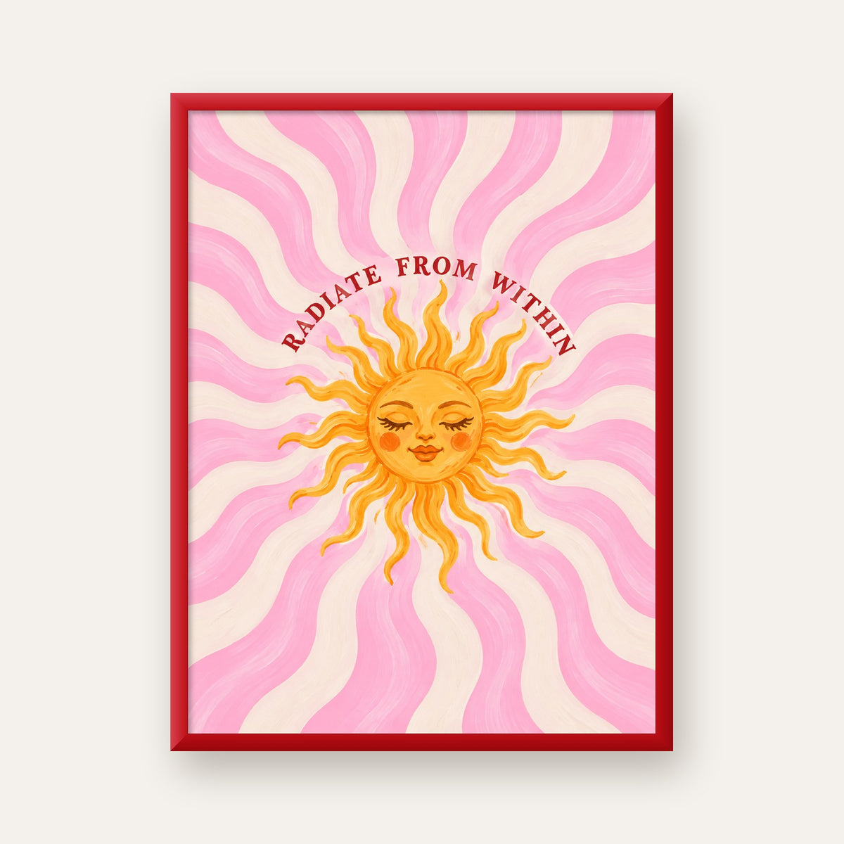 Radiate From Within Güneş Poster — kırmızı çerçeveli