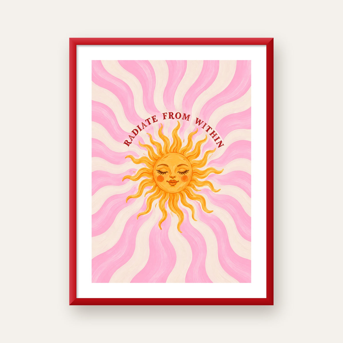 Radiate From Within Güneş Poster — kırmızı çerçeveli paspartulu
