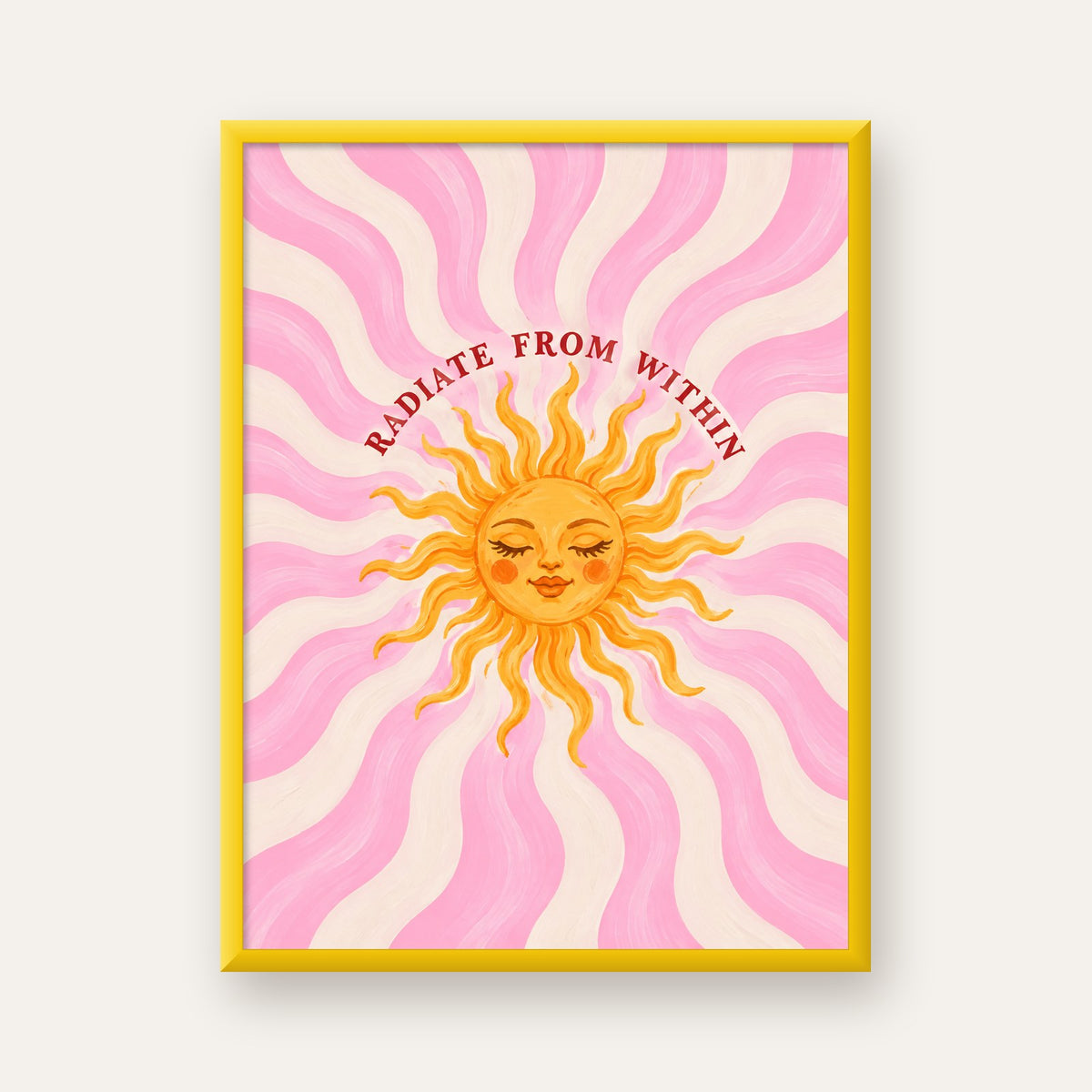 Radiate From Within Güneş Poster — sarı çerçeveli