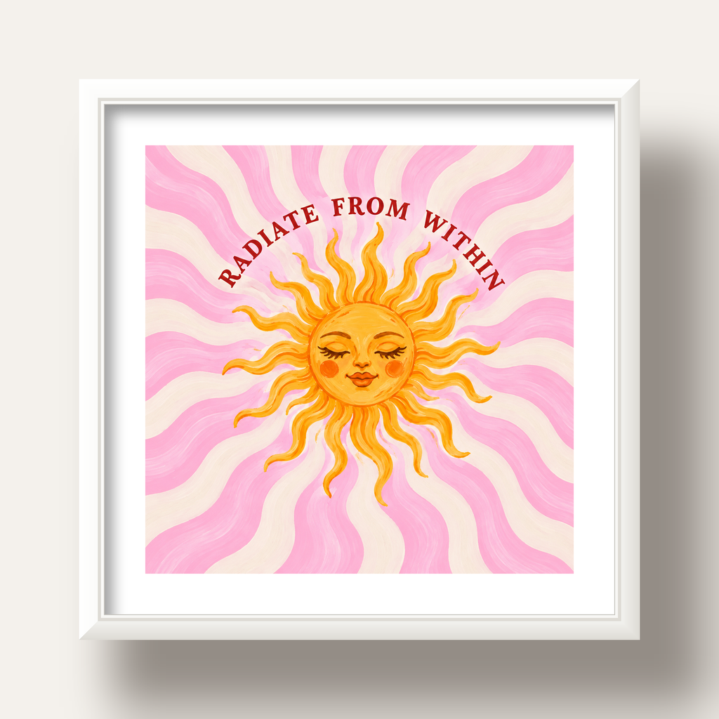 Radiate From Within Güneş Poster — beyaz derin çerçeveli paspartulu
