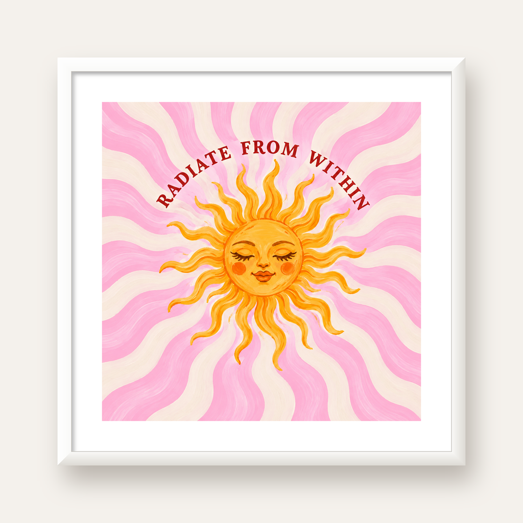 Radiate From Within Güneş Poster — beyaz çerçeveli kare poster