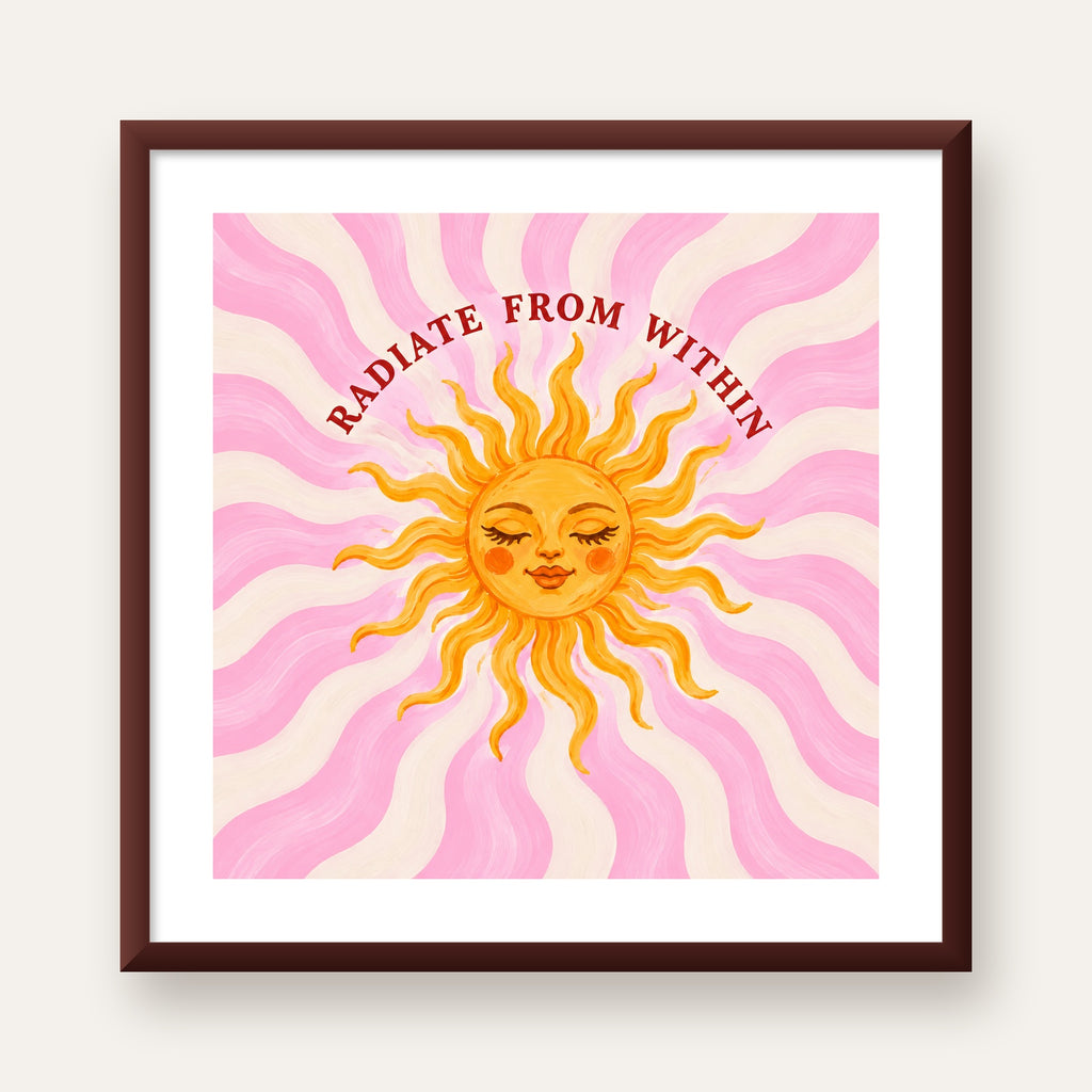 Radiate From Within Güneş Poster — ceviz çerçeveli paspartulu