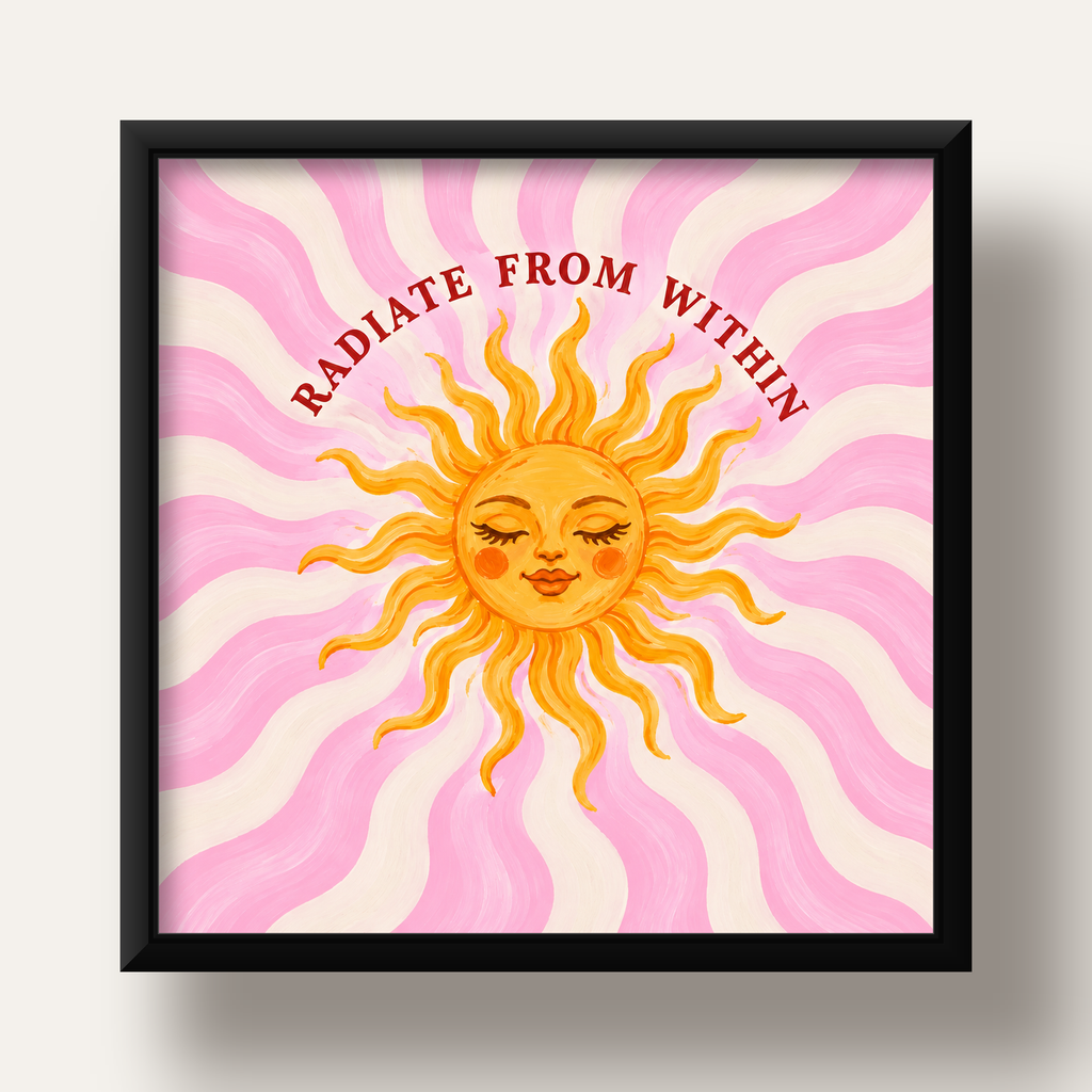 Radiate From Within Güneş Poster — siyah derin çerçeveli