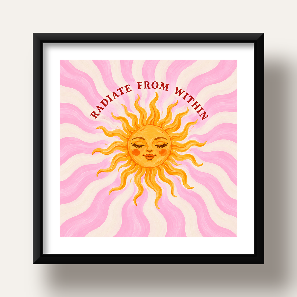 Radiate From Within Güneş Poster — siyah derin çerçeveli paspartulu