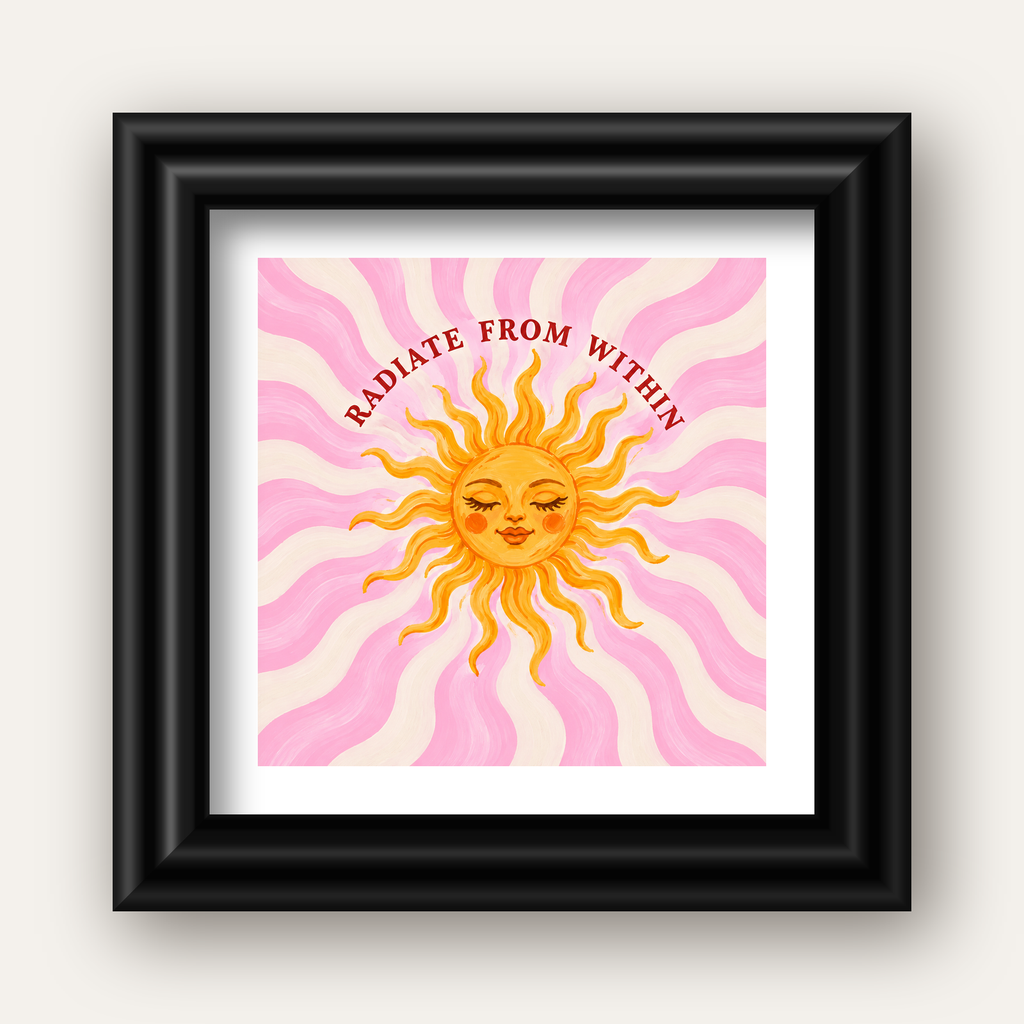 Radiate From Within Güneş Poster — siyah galeri çerçeveli paspartulu