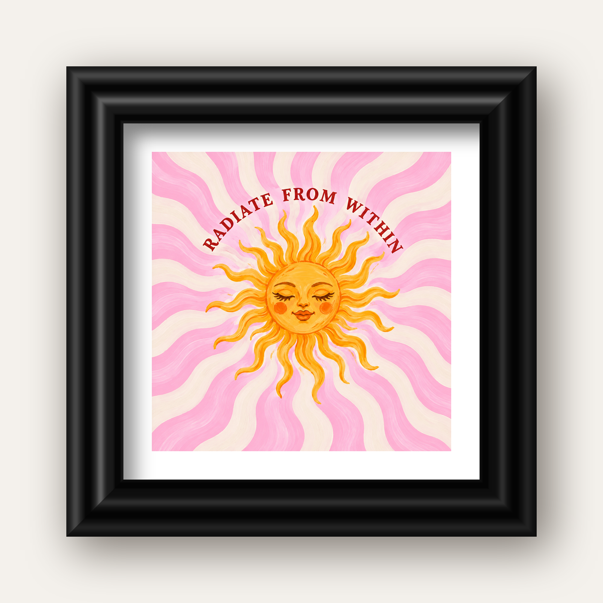Radiate From Within Güneş Poster — siyah galeri çerçeveli paspartulu