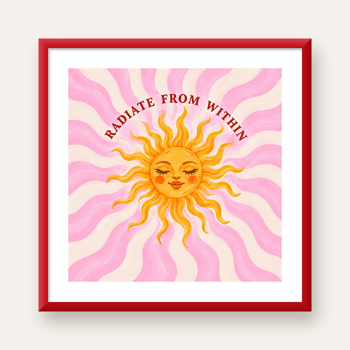 Radiate From Within Güneş Poster — kırmızı çerçeveli paspartulu