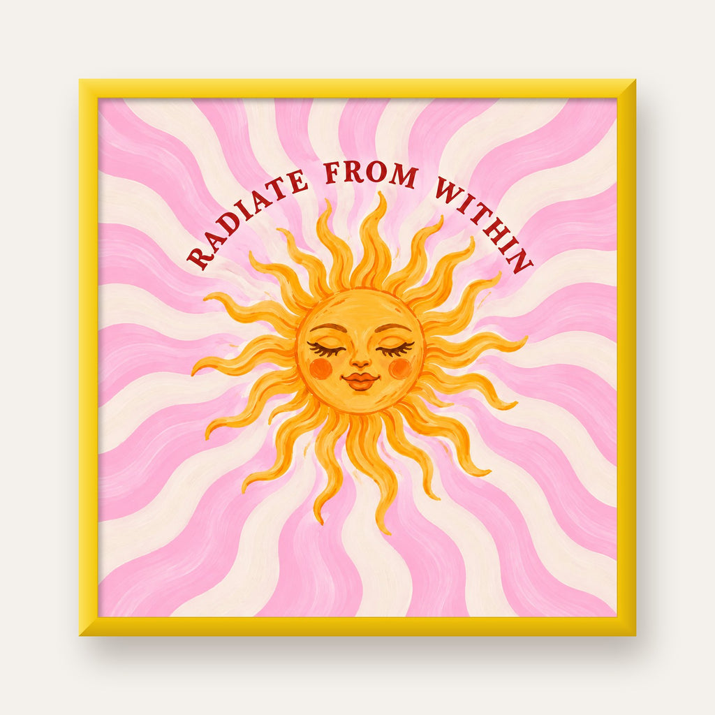 Radiate From Within Güneş Poster — sarı çerçeveli