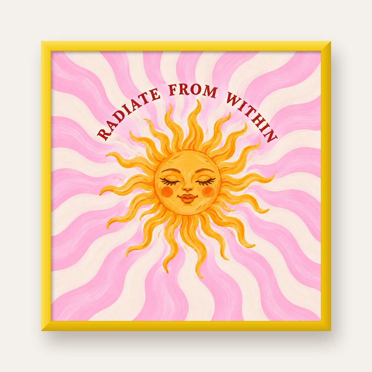 Radiate From Within Güneş Poster — sarı çerçeveli
