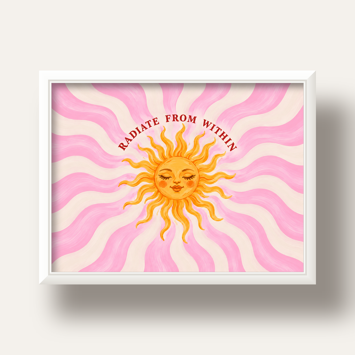 Radiate From Within Güneş Poster — beyaz derin çerçeveli