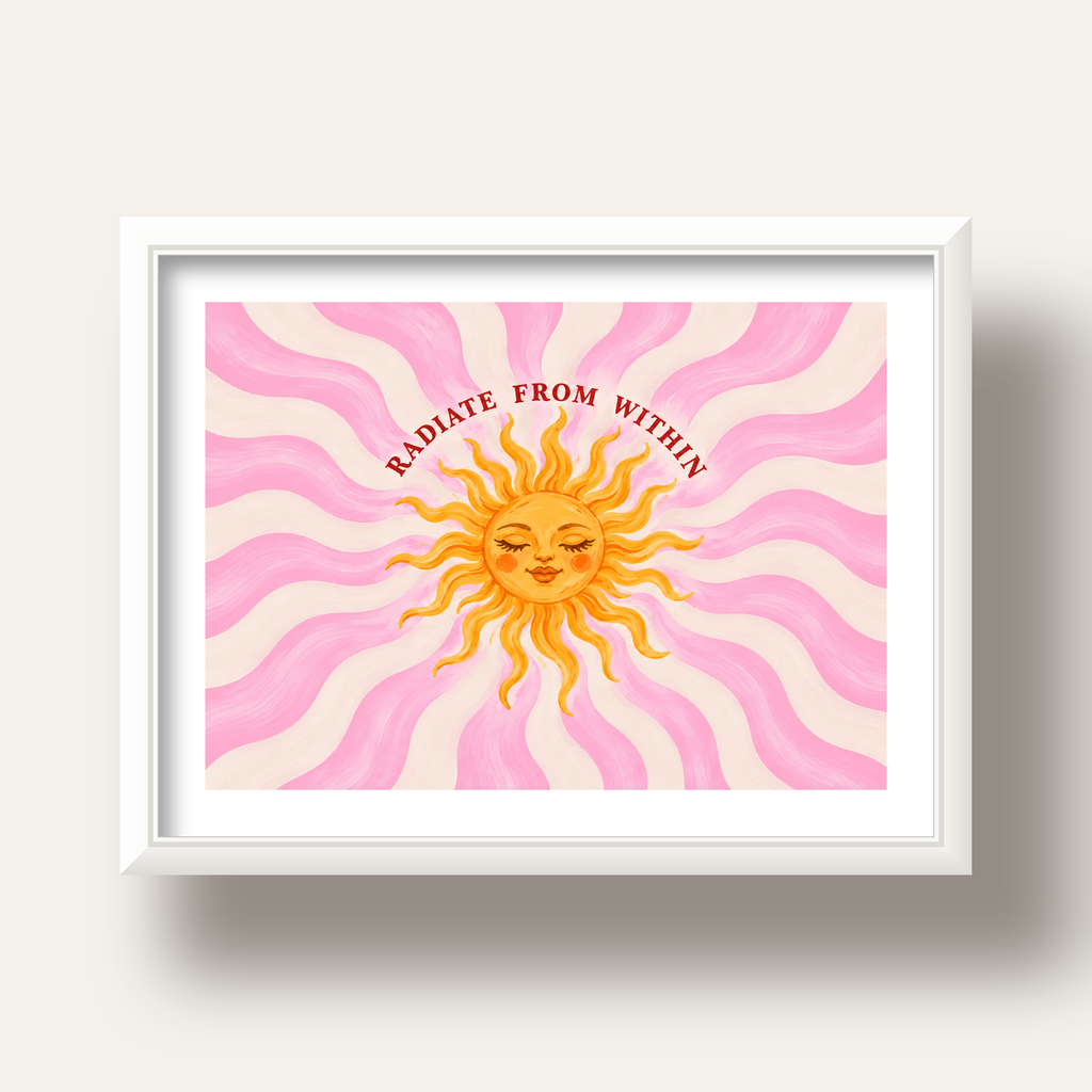Radiate From Within Güneş Poster — beyaz derin çerçeveli paspartulu