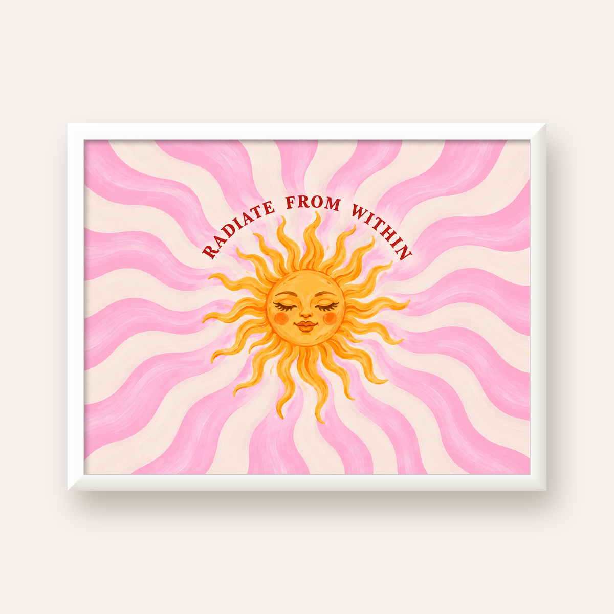 Radiate From Within Güneş Poster — beyaz çerçeveli yatay poster