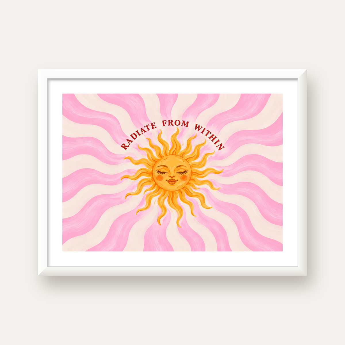 Radiate From Within Güneş Poster — beyaz çerçeveli yatay poster