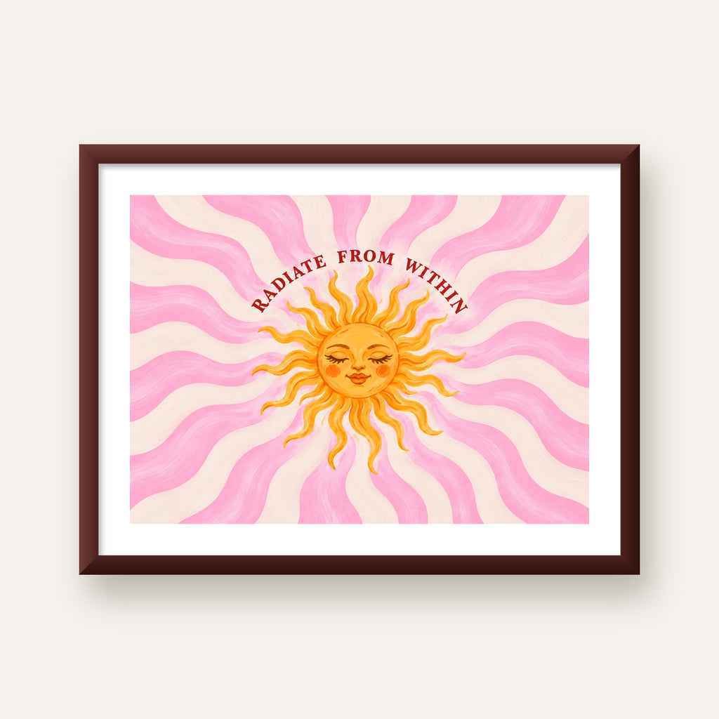 Radiate From Within Güneş Poster — ceviz çerçeveli paspartulu