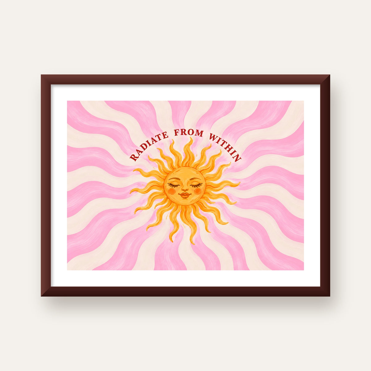 Radiate From Within Güneş Poster — ceviz çerçeveli paspartulu