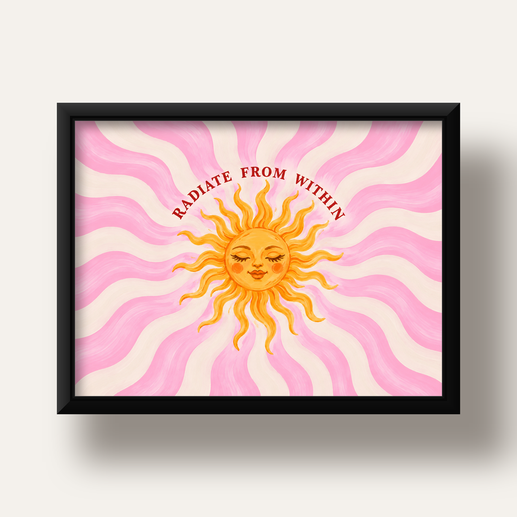 Radiate From Within Güneş Poster — siyah derin çerçeveli