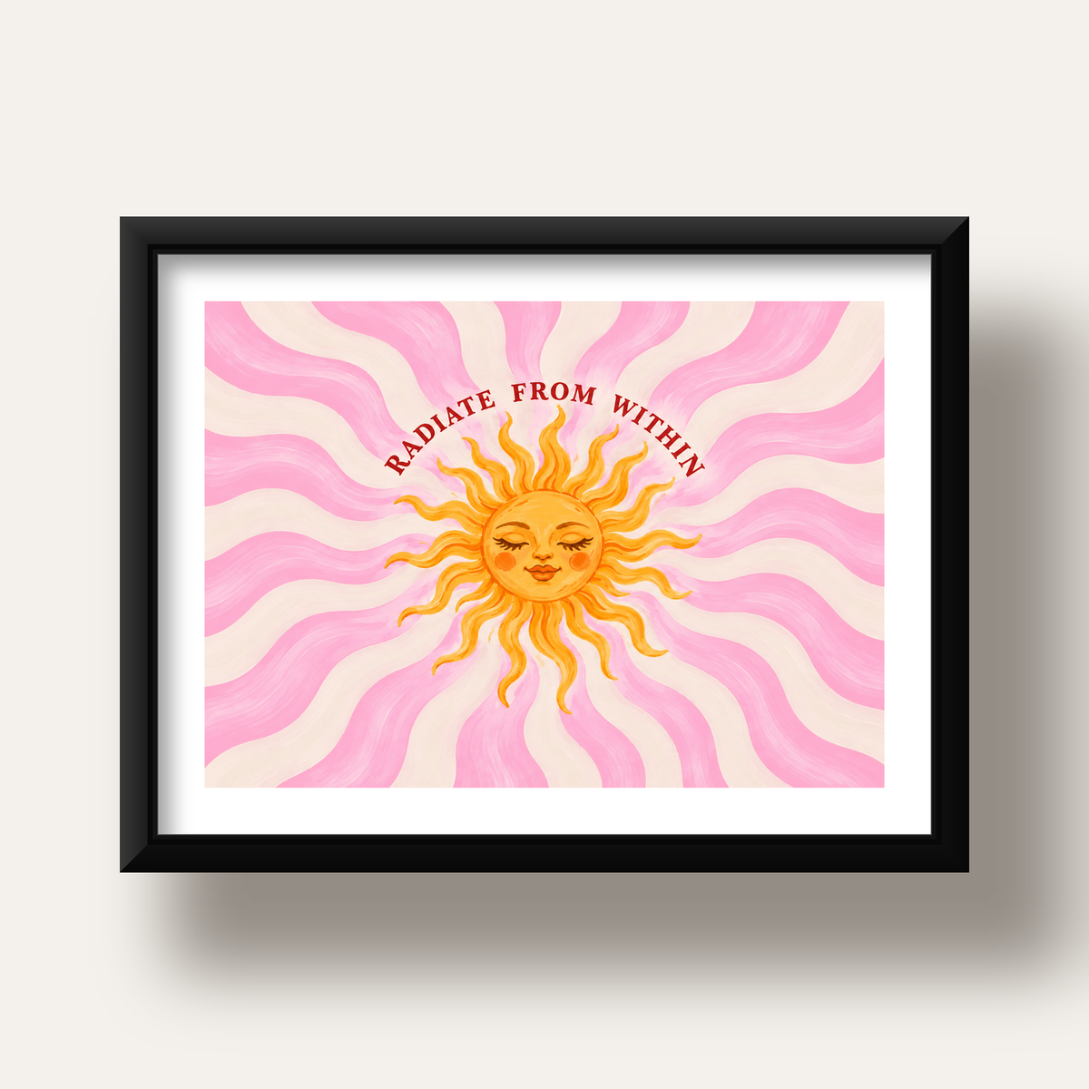 Radiate From Within Güneş Poster — siyah derin çerçeveli paspartulu