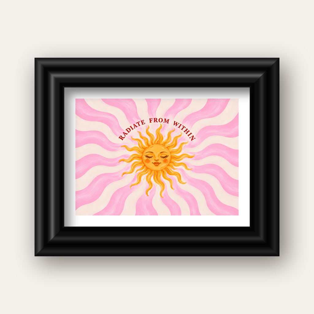 Radiate From Within Güneş Poster — siyah galeri çerçeveli paspartulu