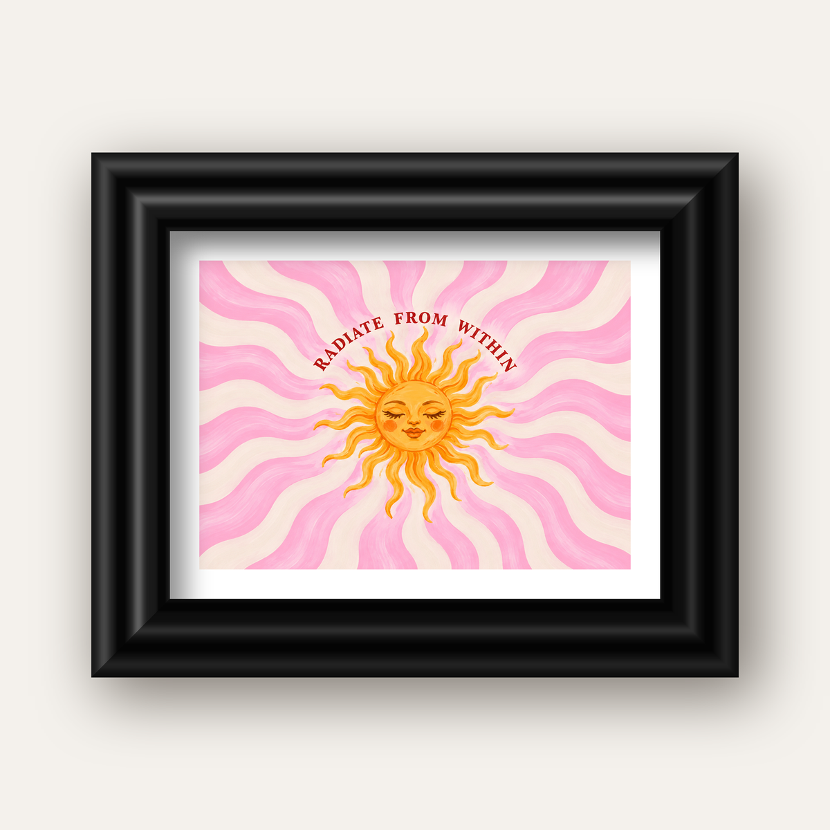 Radiate From Within Güneş Poster — siyah galeri çerçeveli paspartulu