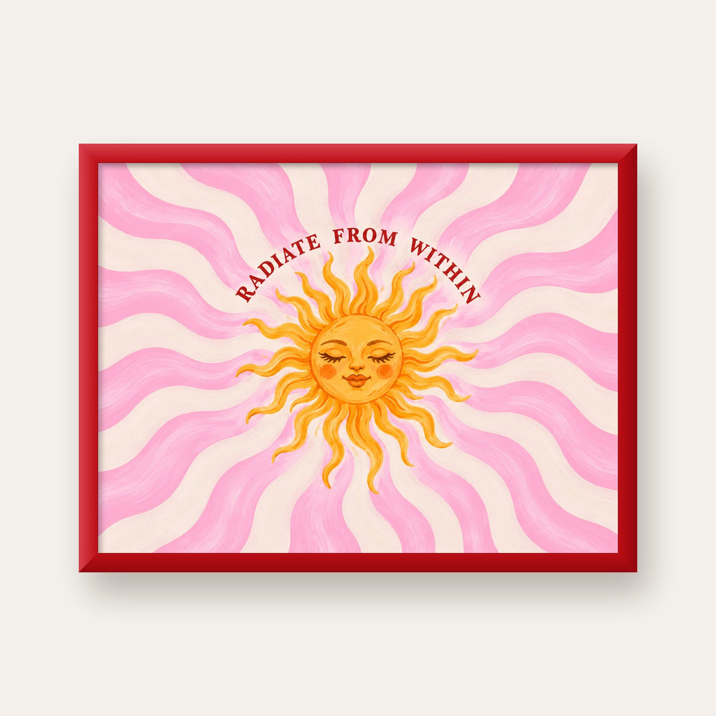Radiate From Within Güneş Poster — kırmızı çerçeveli