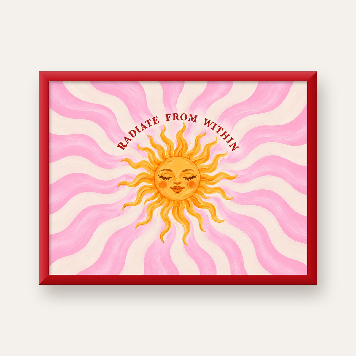 Radiate From Within Güneş Poster — kırmızı çerçeveli