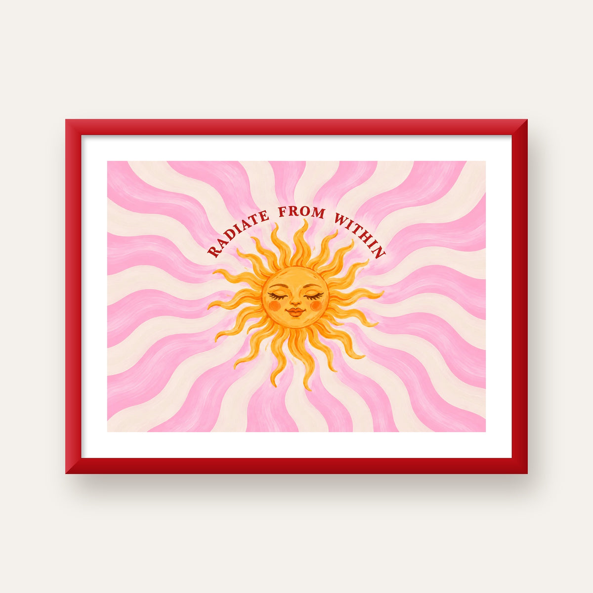 Radiate From Within Güneş Poster — kırmızı çerçeveli paspartulu