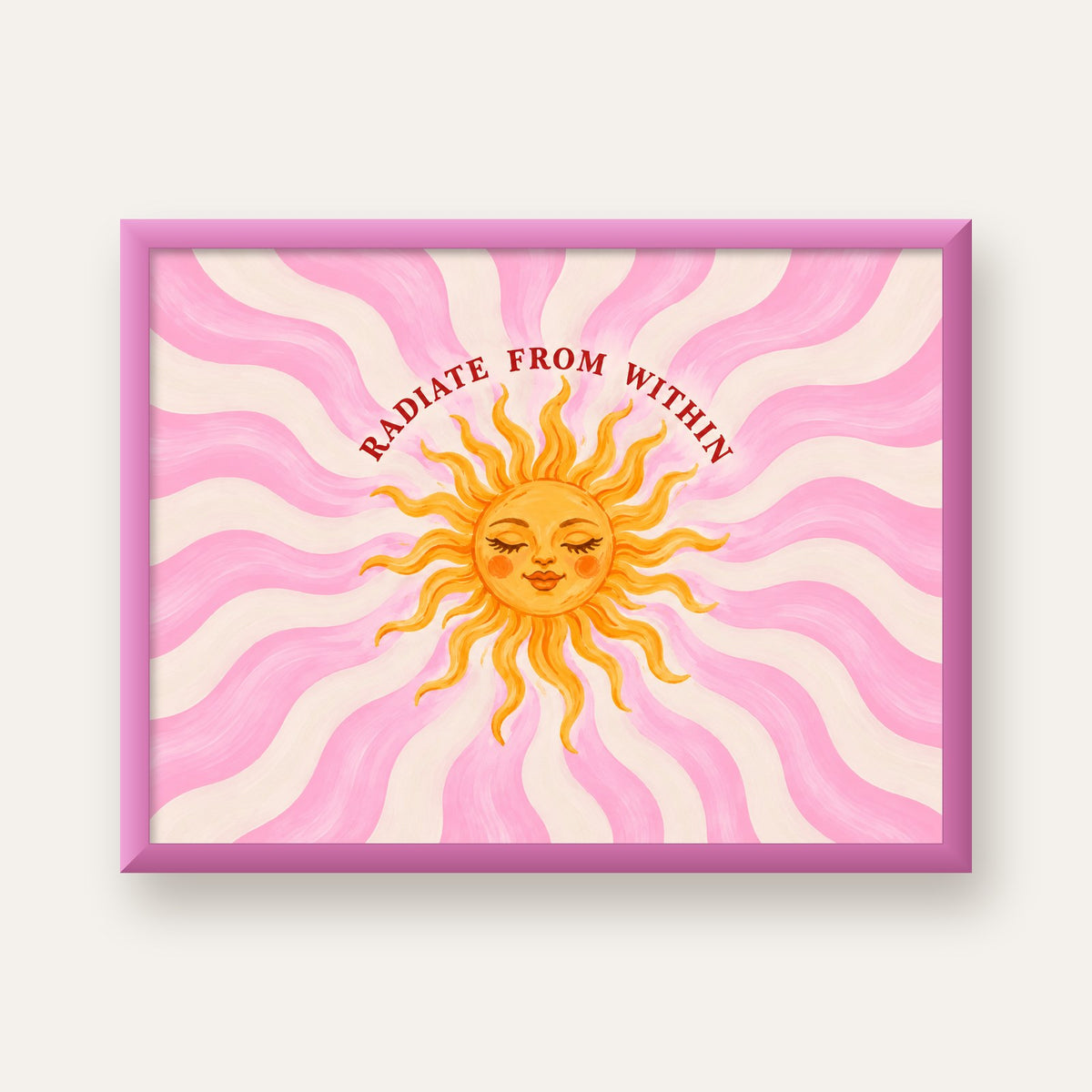 Radiate From Within Güneş Poster — pembe çerçeveli