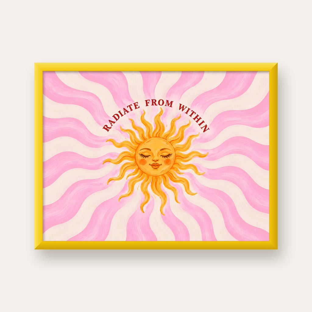 Radiate From Within Güneş Poster — sarı çerçeveli