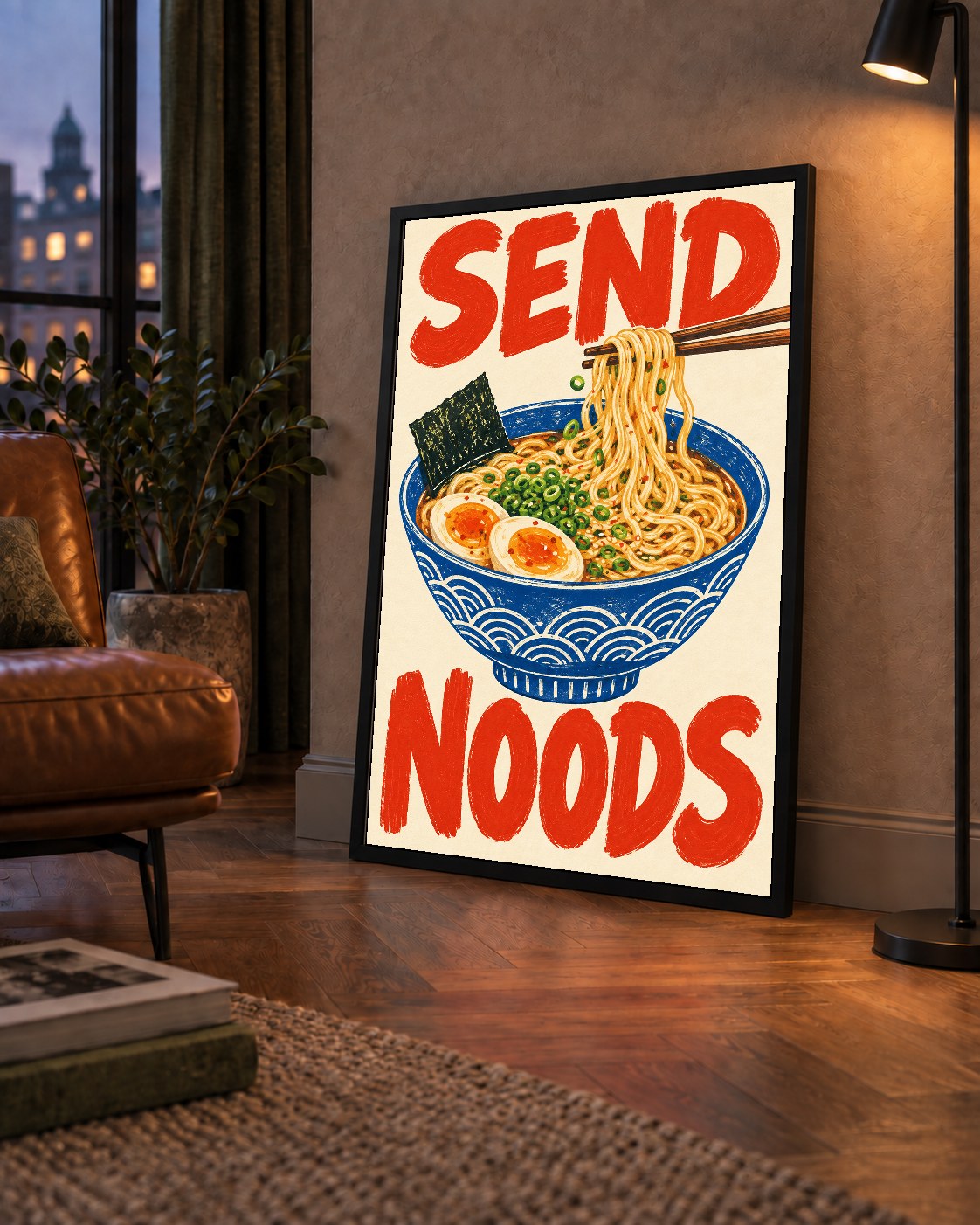 SEND NOODS Ramen Poster – Renkli, Eğlenceli Mutfak Dekoru