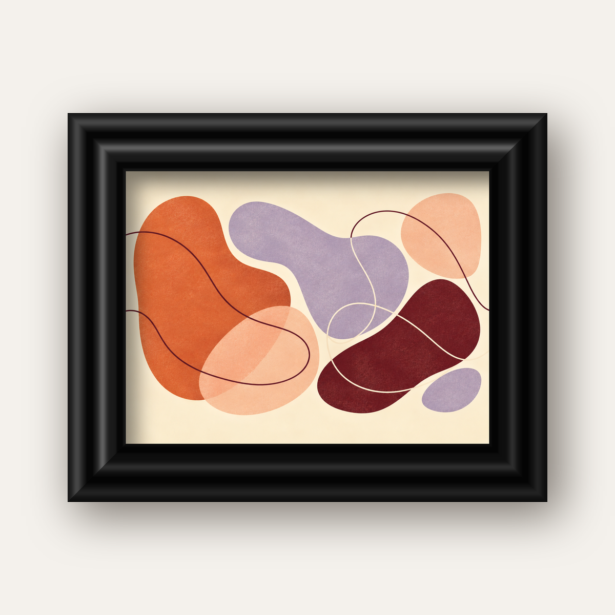 Soyut Renkli Organik Formlar Dijital Poster – Çerçeveli — siyah galeri çerçeveli