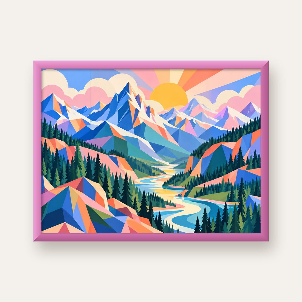 Renkli Dağ Vadisi — pembe çerçeveli