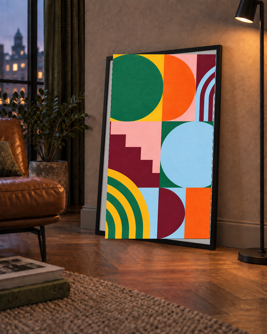 Renkli Soyut Geometrik Şekiller Modern Duvar Posteri
