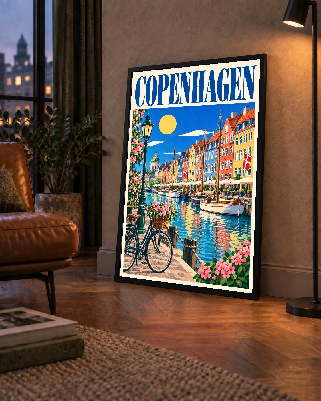 Renkli Kopenhag Kanalı Manzaralı Modern Poster
