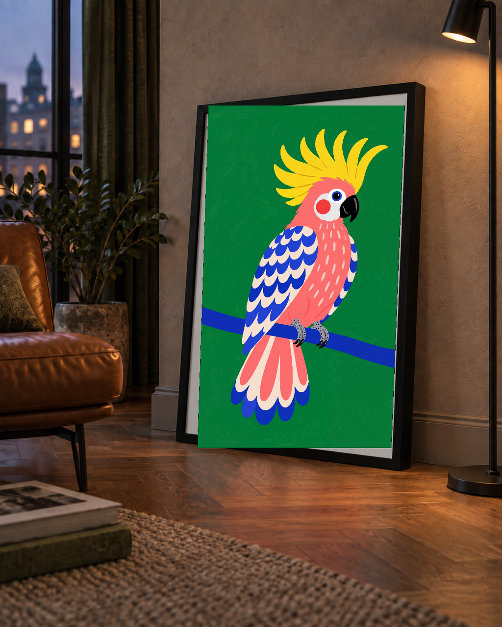 Renkli Kakadu İllüstrasyonu Modern Poster