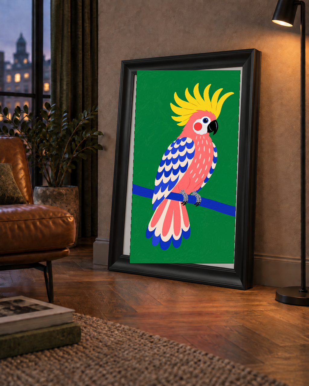 Renkli Kakadu İllüstrasyonu Modern Poster