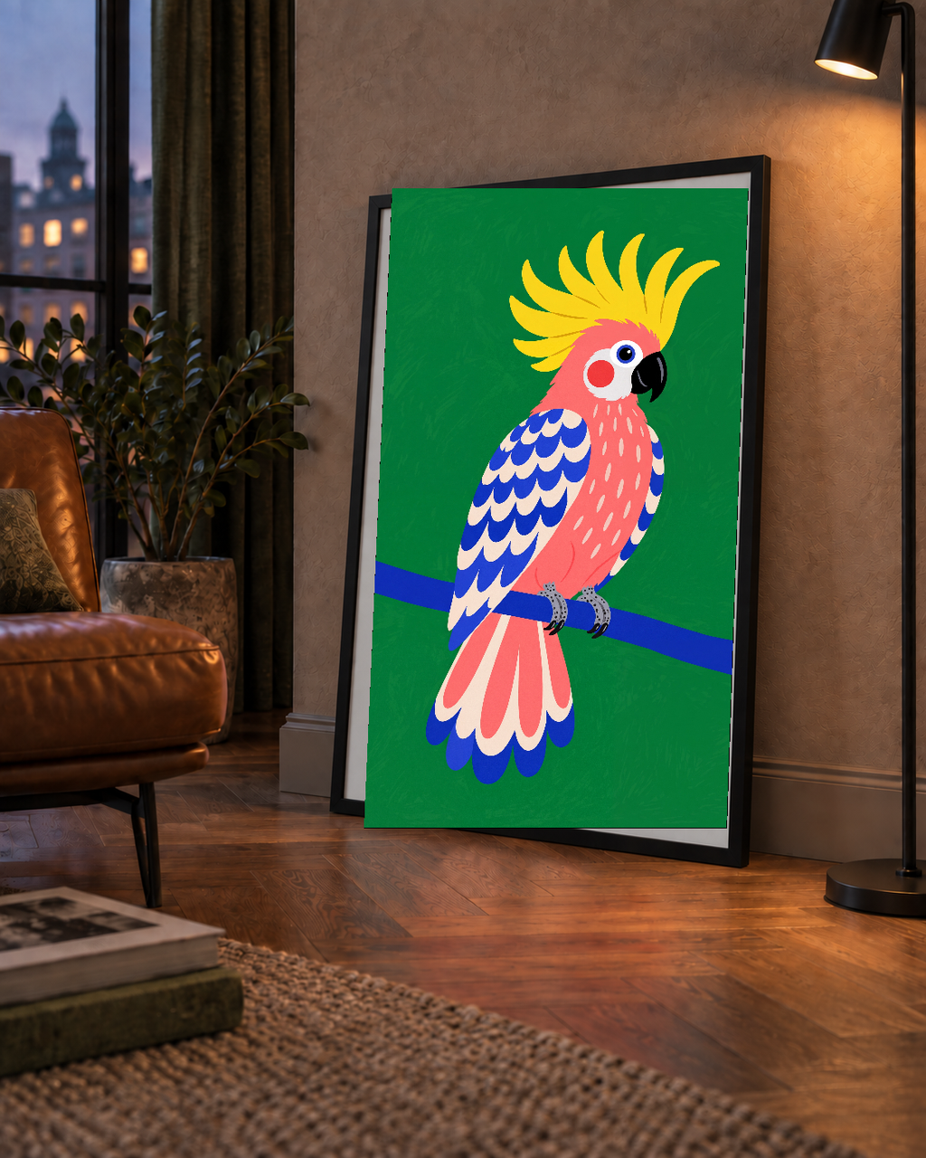 Renkli Kakadu İllüstrasyonu Modern Poster